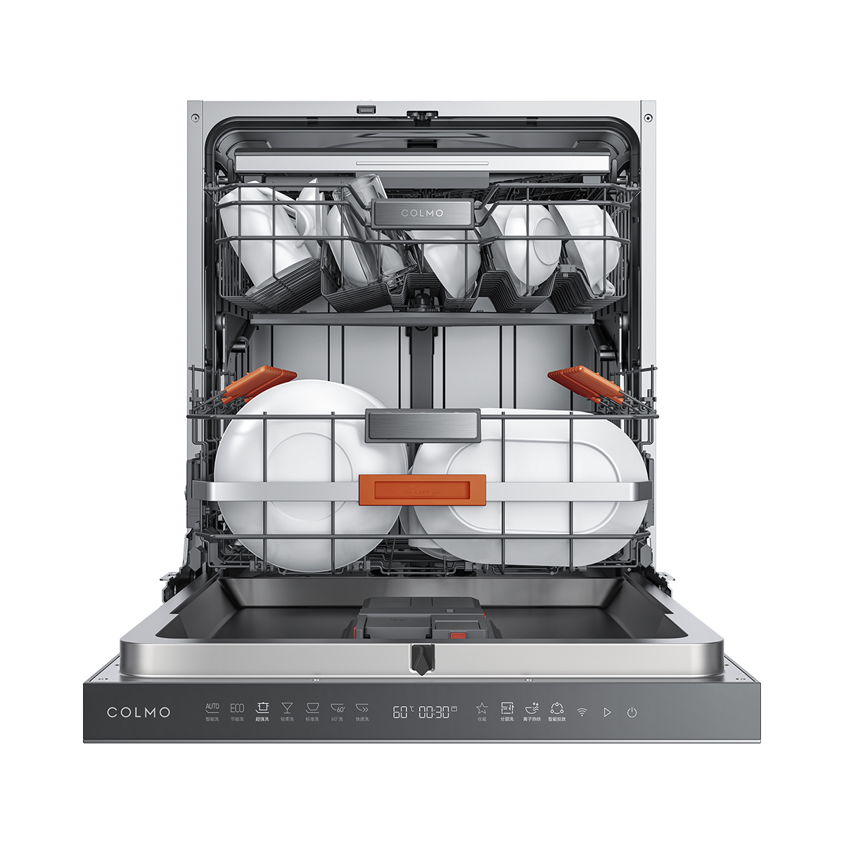 COLMO洗碗机CDG16QA83K 量子灰 升降碗篮 敲击开门 智能投放 168H鲜存 双轴铰链 微缝嵌入 智能联网高清大图
