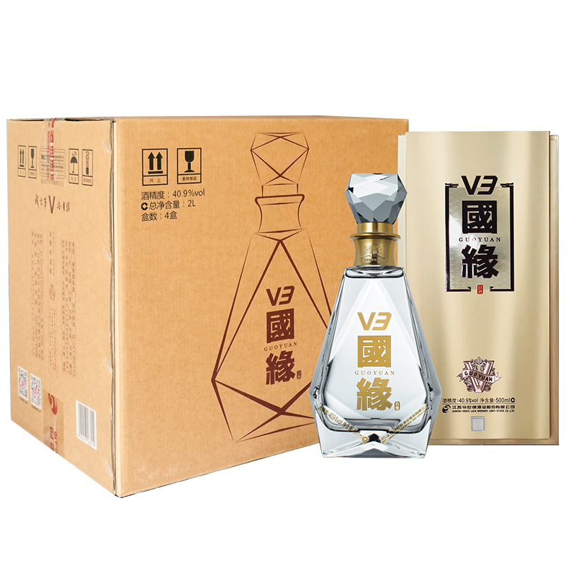 國缘 V3 幽雅醇厚型白酒/40.9度 500ML*4 整箱装