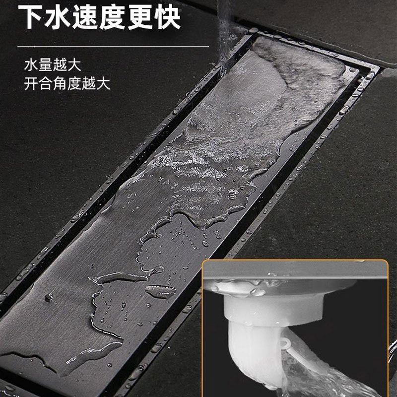 潜水艇隐形地漏 卫生间防臭全铜拉丝淋浴大排量 大隐系列内嵌瓷砖LTD50-10