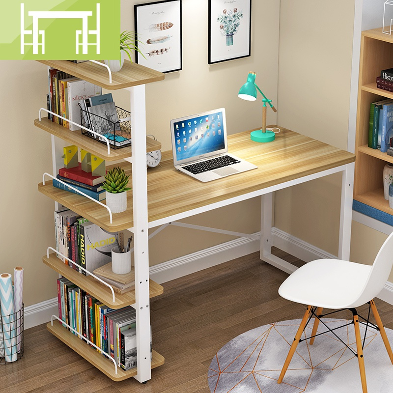 电脑桌台式家用简约小书桌书架组合儿童学习桌学生卧室简易写字台视频