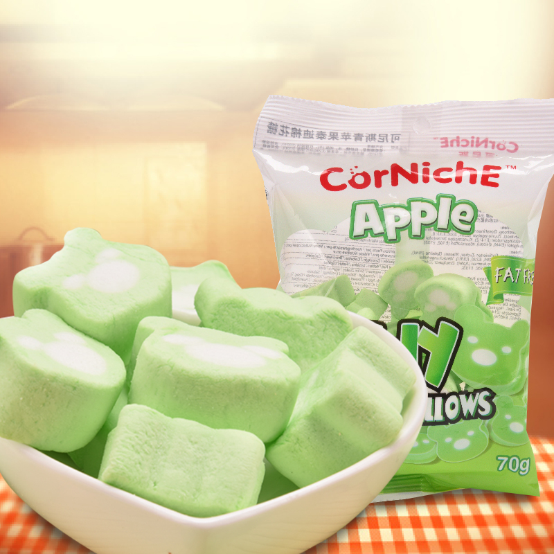 可尼斯(Corniche)青苹果味泰迪棉花糖70g 菲律宾进口儿童休闲零食糖果喜糖软糖