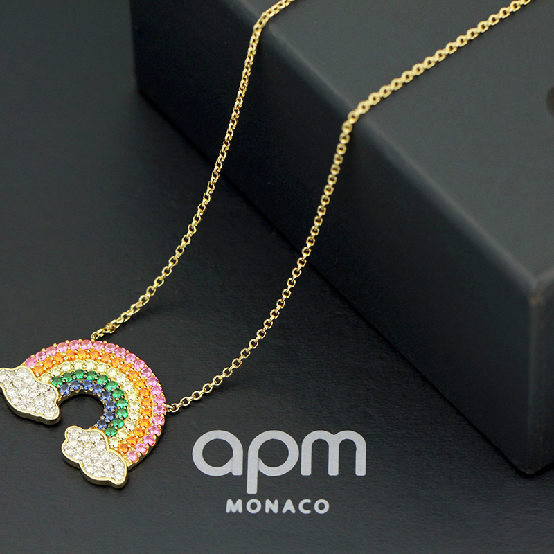 APM monaco多色U形彩虹项链时尚设计感吊坠锁骨毛衣链送女友礼物