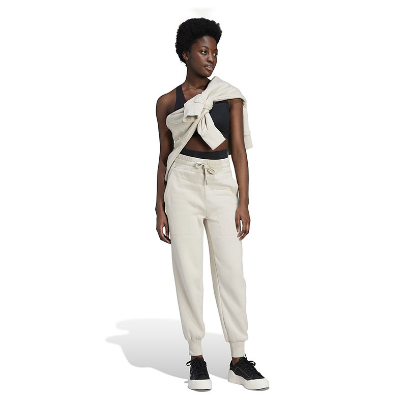 adidas x Stella McCartney 联名款 纯色Logo标识束脚针织运动裤 女款 米白 IQ2640
