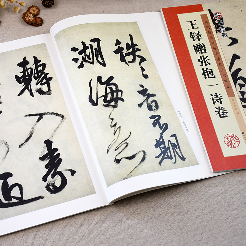 [正版] 王铎赠张抱一诗卷 行书毛笔字帖原帖+放大 16开碑帖放大对照本 附简体旁注 初学者成人书法速成临摹书法高清大图