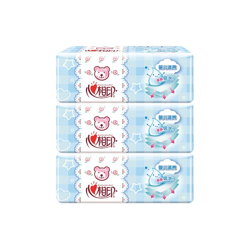 心相印婴儿抽纸母婴专用抽纸儿童棉柔纸巾M码三层100抽超柔餐巾纸 【整箱购】20包囤货装