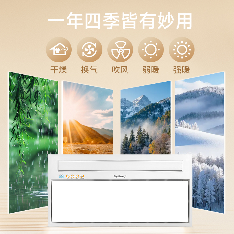 顶固(TopStrong)风暖浴霸TS2432GN即开即热广角摆页送暖3150W大功率负离子净化空气纯平安装(不含安装)高清大图