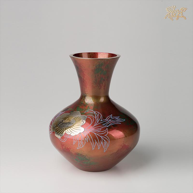 美帮汇全铜摆件《高冈铜器之富士形牡丹》家居饰品 花瓶高清大图