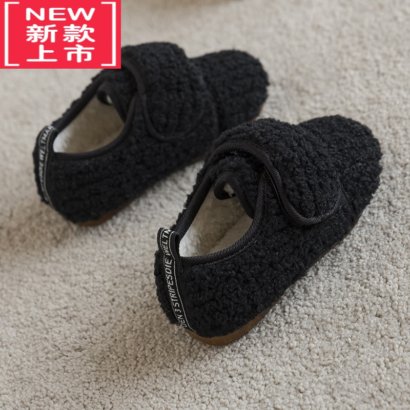 可莉允儿童棉鞋2022冬季新款男女宝宝毛毛鞋软底防滑中小童羊羔毛豆豆鞋