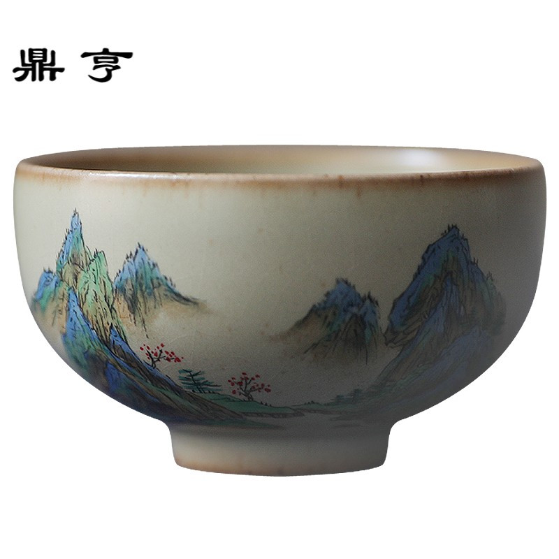 鼎亨春泥仿柴烧全手工粗陶景德镇陶瓷主人杯品茗杯泡茶杯开片功夫