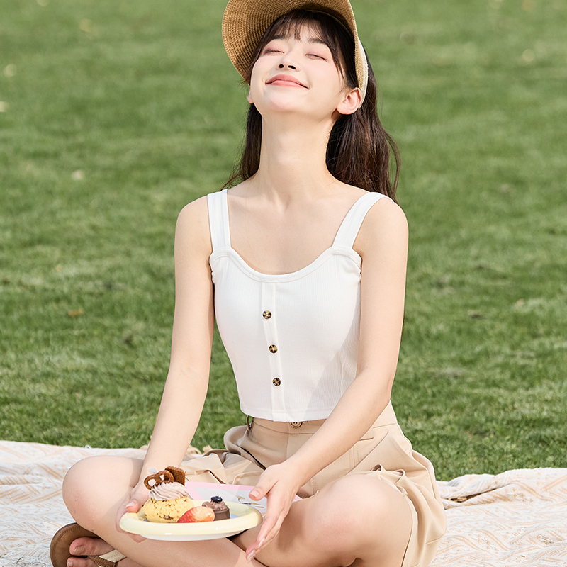 唐狮夏季新款打底背心女外穿内搭美背无袖针织上衣纯色小吊带
