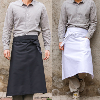 D款式半身 帆布牛仔围裙做饭定制印logo男士工作围裙半身餐厅女围腰韩版时尚