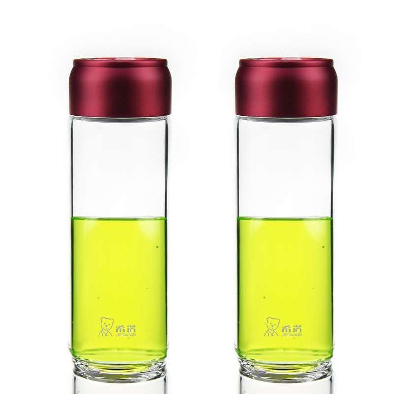 希诺XN-6032加厚 单层玻璃杯 透明水杯带盖防漏加厚杯子便携透明水杯455ml/个