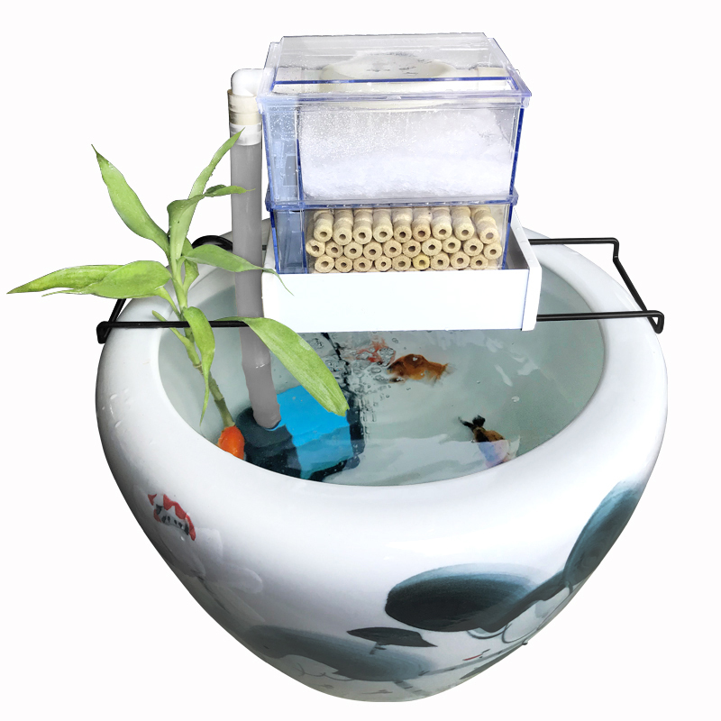 圆形鱼缸过滤器 陶瓷鱼缸过滤器 鱼缸客厅鱼缸金鱼缸专业过滤高清大图
