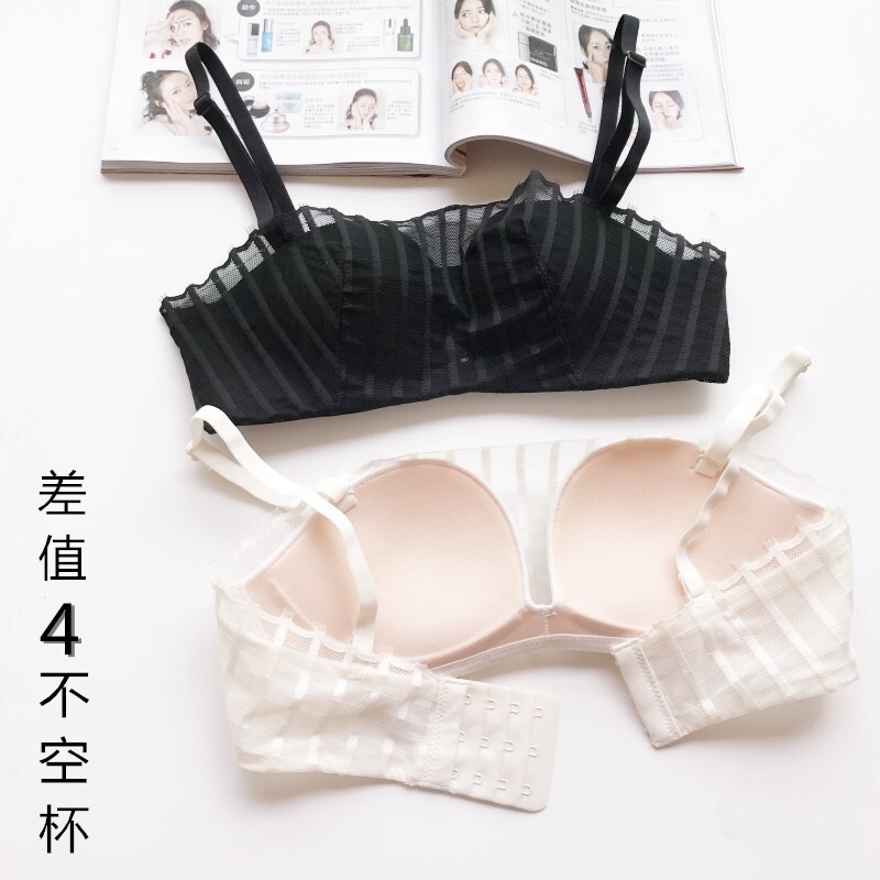 小胸文胸抹胸内衣薄款B杯不空半杯无钢圈胸罩拢不勒