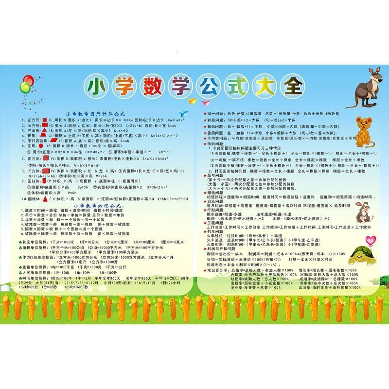 小学数学公式定理大全单位换算定义奥数口诀表