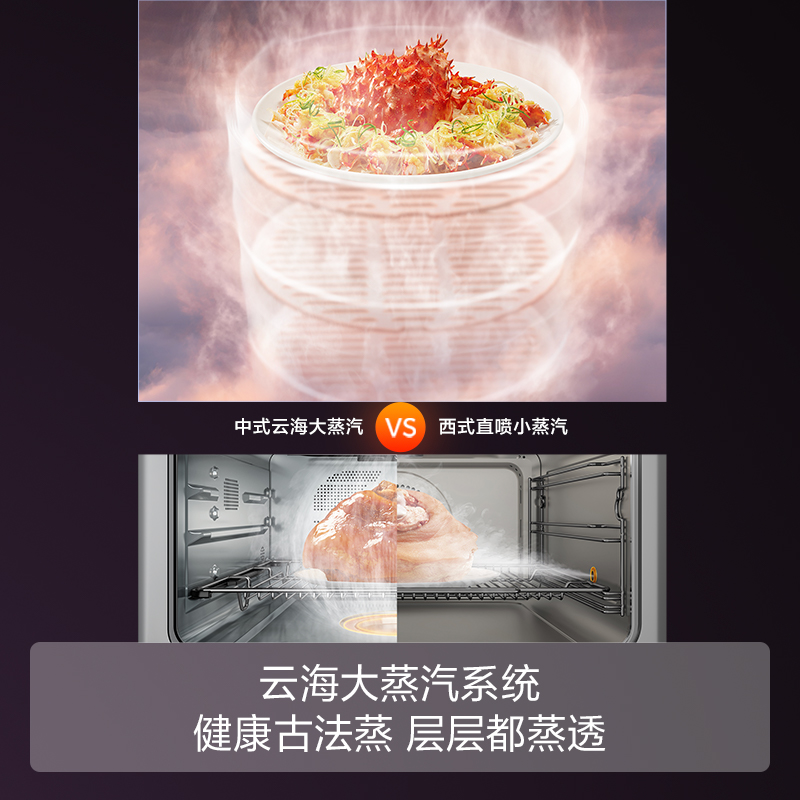 方太(FOTILE)微蒸烤一体机G1S 嵌入式蒸烤炸炖烘五合一九大速烹功能44升家用大容量 12寸长彩膜屏 上下精准控高清大图