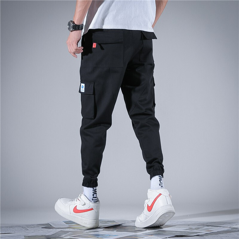 梵克公牛休闲裤男2019年韩版纯色大码工装裤多口袋九分裤常规小脚男装