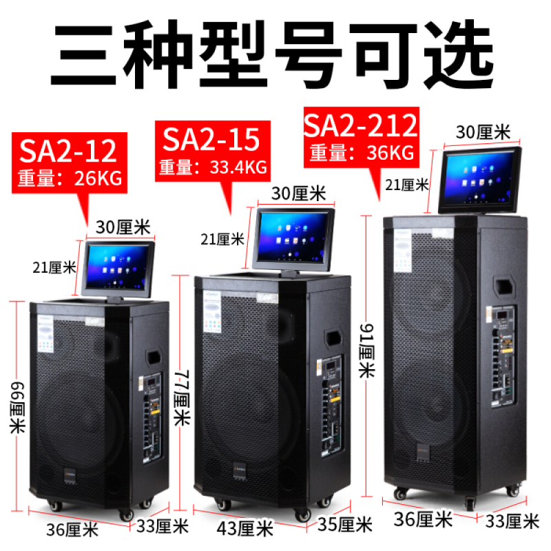 山水（SANSUIS) SA2-212广场舞音响 蓝牙拉杆音箱 户外便携式音响 大功率带无线麦克风扩音器