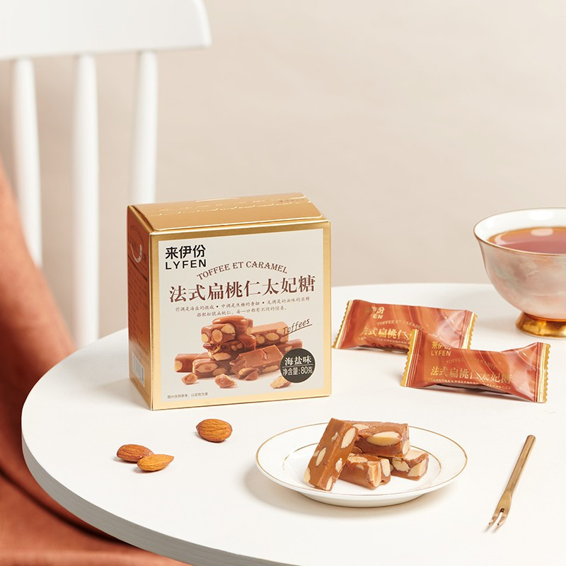 来伊份法式扁桃仁太妃糖(海盐味)80g休闲糖果聚会休闲小吃高清大图