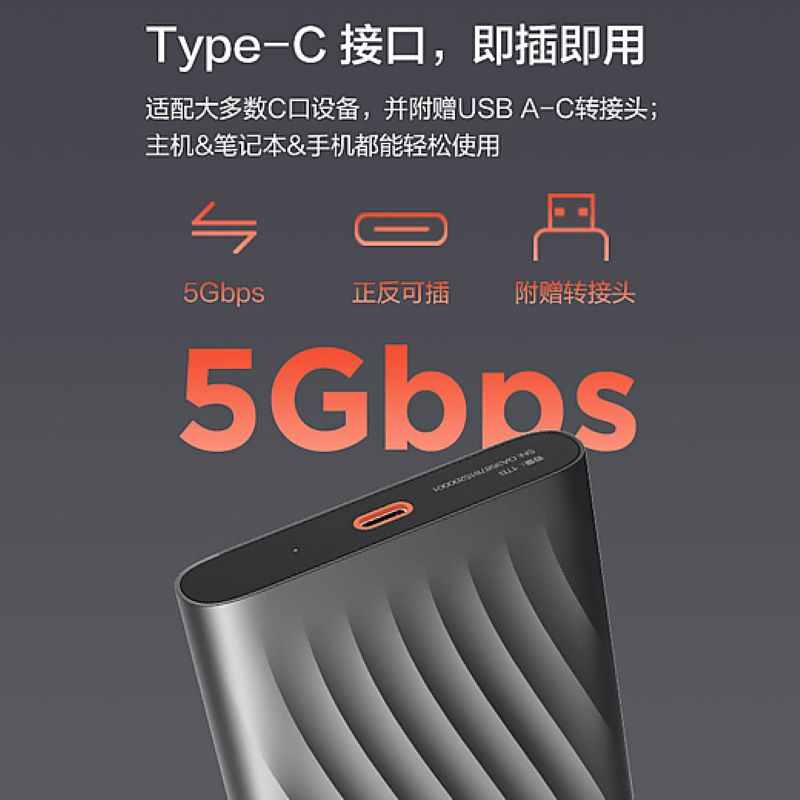 联想(Lenovo)移动硬盘 F309 PRO 4TB 2.5英寸 灰色高清大图