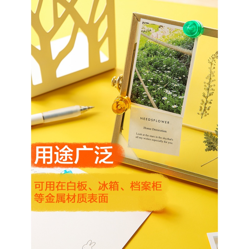晨光文具强磁磁粒黑板强磁磁钉彩色圆形吸铁石圆柱形吸铁石书画圆形磁粒ASCN9557 4个装