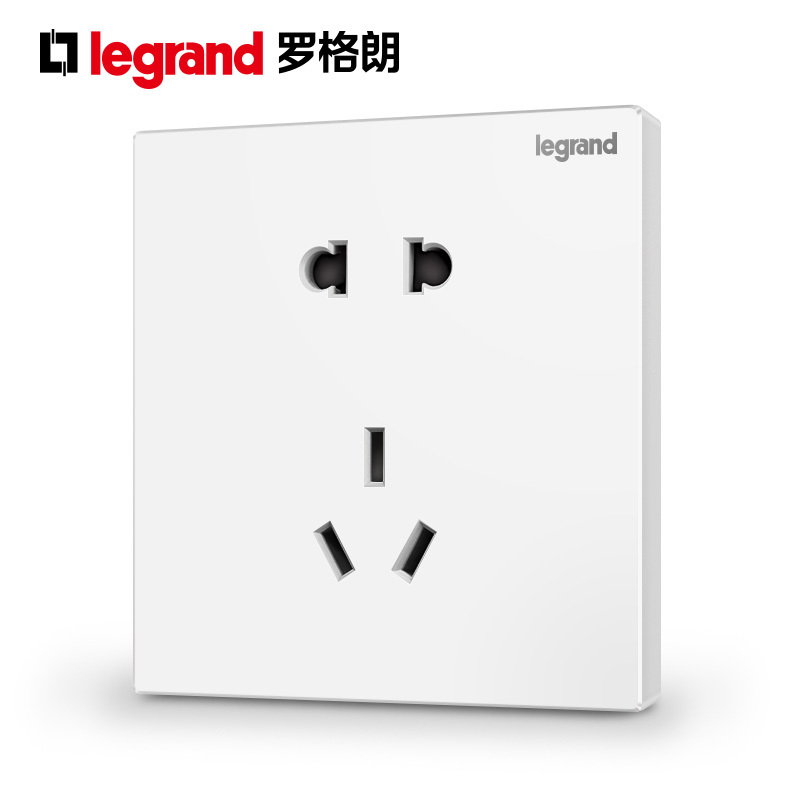 罗格朗(Legrand)开关插座仕典白色逸景二三插五孔5孔家用暗装墙壁电源面板86型