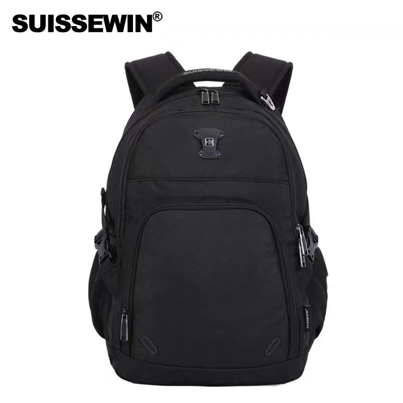 SUISSEWIN瑞士经典时尚商务休闲多功能双肩背包SN9017 黑色