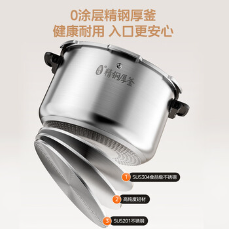 美的(Midea)0涂层电压力锅家用高压锅5L双胆IH电磁8分钟快速预约智能浓香电饭煲中途加菜 MY-S582N ZH高清大图