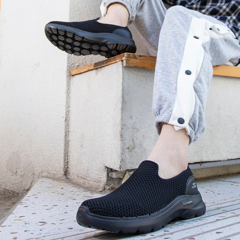 斯凯奇(Skechers)男鞋健步鞋男一脚蹬轻便透气软底休闲鞋中老年鞋 894186-BBK