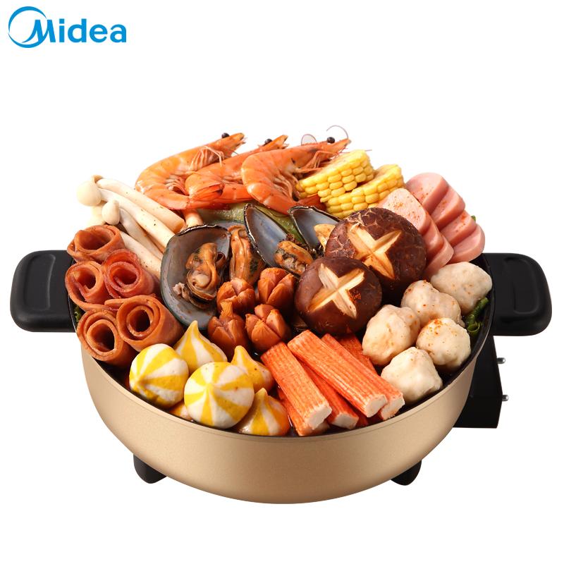 美的 (Midea) MC-DY28E151电火锅家用4L l 多功能煎烤不粘电热炒菜蒸煮饭一体锅智能电煮锅苏宁自营