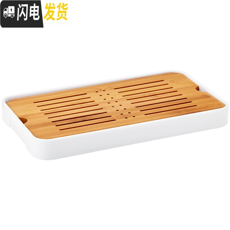 三维工匠竹制茶盘迷你干泡小茶台储水小号密胺托盘简约家用小型茶海 竹缘茶盘(正方形黑底)茶具高清大图