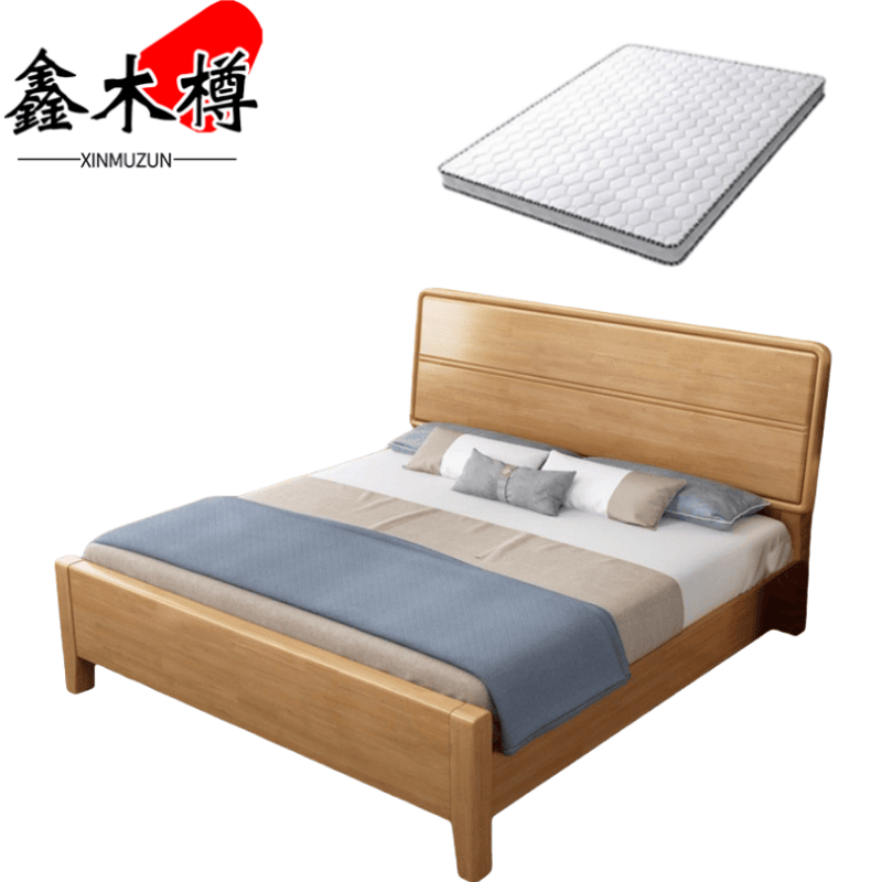 鑫木樽双人床+床垫1.5*2m套高清大图