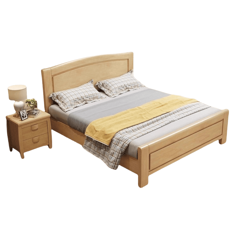 鑫木樽实木床+床头柜120*200*103cm套高清大图