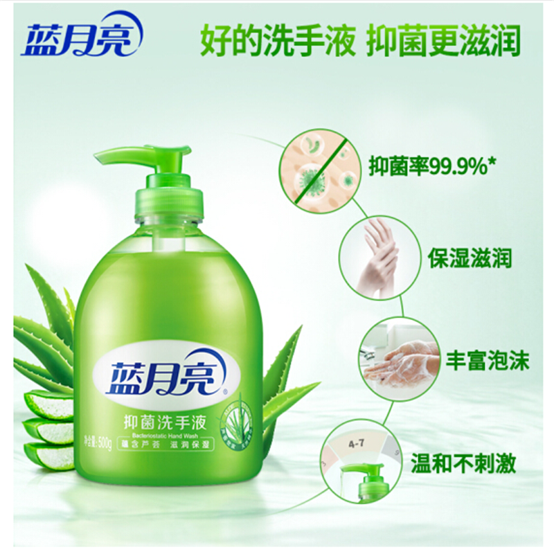 蓝月亮清洁抑菌 滋润保湿洗手液瓶装 500g 12瓶/箱 整箱售