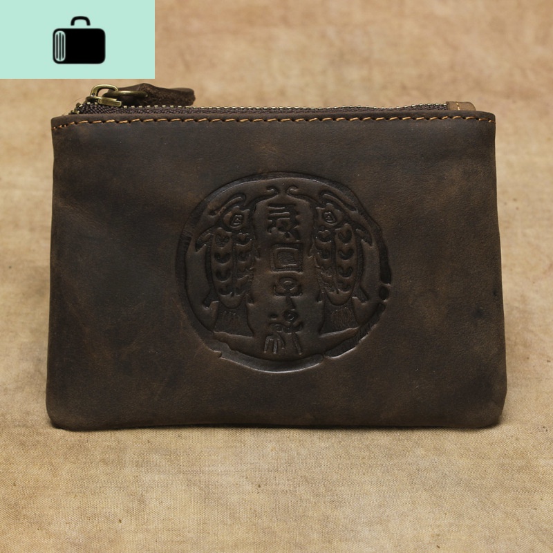 疯马皮新款零钱迷你小钱包男女牛皮手工钥匙包超薄卡包潮NEW LAKE高清大图