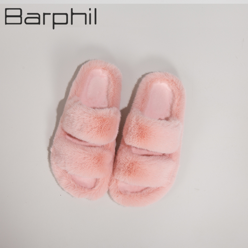 Barphil棉拖鞋女家居室内秋冬季百搭软底踩屎感毛毛拖鞋保暖舒适