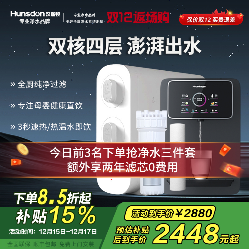 汉斯顿(Hunsdon)厨下式直饮净水器HSD-100G-D3