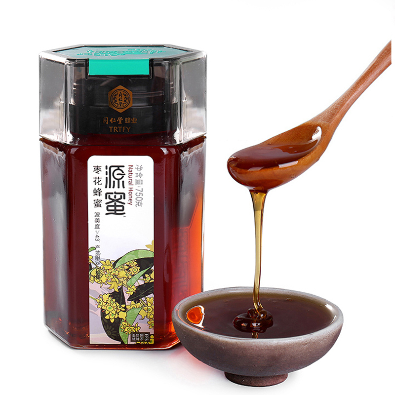 北京同仁堂蜂业枣花蜂蜜750g/瓶 天然农家自产土枣花蜂蜜 枣花蜜天然滋补蜂蜜 波美度 ≥43° 瓶装液态蜜