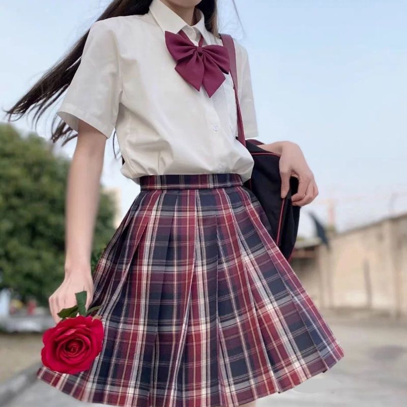 jk制服裙正版套装全套格子裙女装学生日系校服春夏季格裙衬衫原创烟灰
