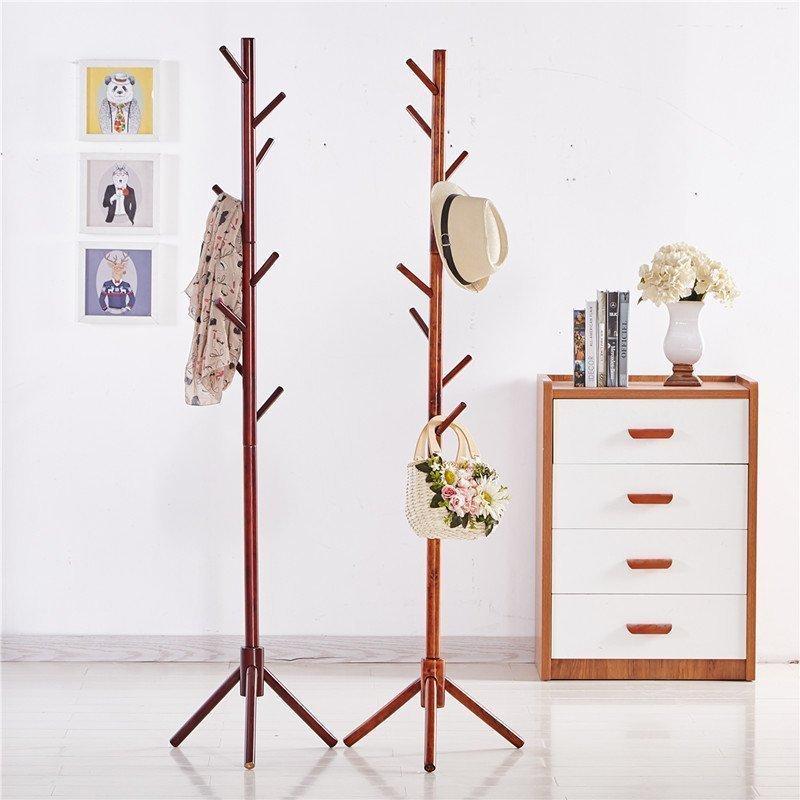 木质衣帽架现代简易家用卧室大衣架客厅衣服架子挂衣架落地衣架