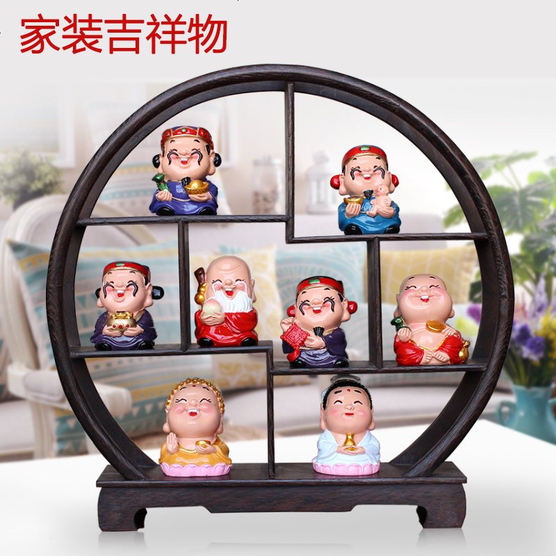 五福财神爷摆件 家居创意五路小装饰品 玄关电视柜招财摆设工艺品