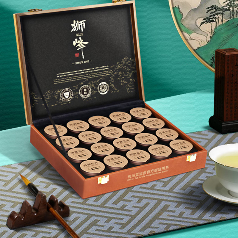 狮峰牌绿茶西湖龙井茶叶大观3号明前特级精品礼盒100g