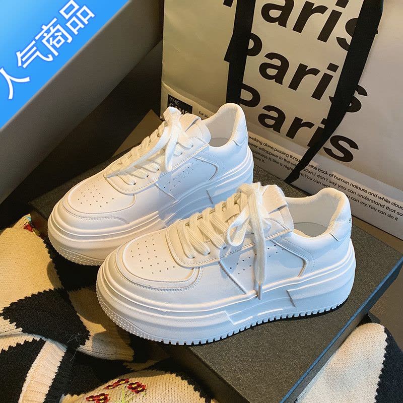 SUNTEK2023新款厚底小白鞋女鞋白色女款鞋子百搭松糕鞋女运动鞋休闲板鞋图片