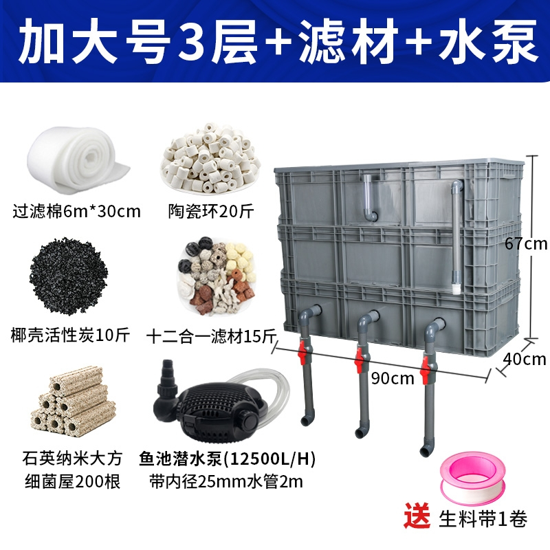 周转箱过滤箱鱼缸过滤器滴流盒上置过滤盒外置鱼池水循环系统 diy
