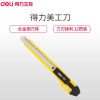 得力(deli)2031美工刀(单位/把)便携削笔小号裁纸刀 打包开箱切纸刀 墙纸壁纸手工刀 自动锁定 可换刀片