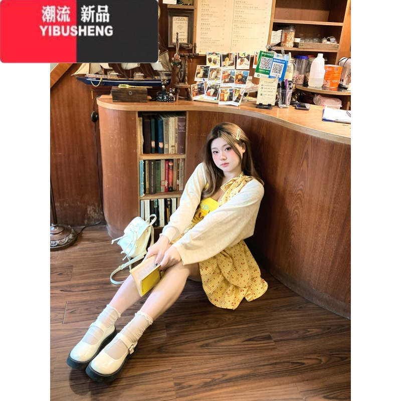 YIBUSHENG安妮不火 日女友拼接碎花连衣裙女2024季新款微胖大码小裙子