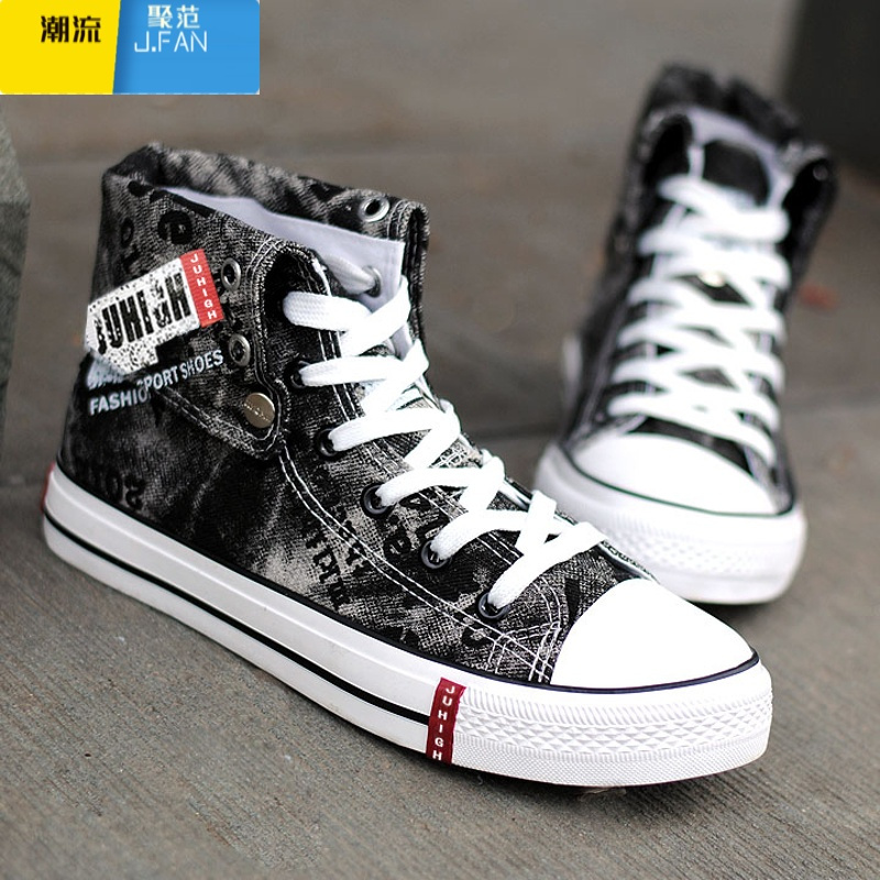 聚范2024夏季新款高帮帆布鞋男鞋男士时尚百搭板鞋ins潮流韩版潮鞋子
