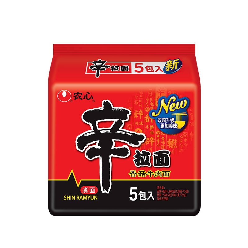 农心 辛拉面(香菇牛肉面)五连包 120g*5高清大图