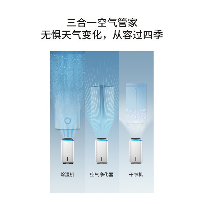 格力(GREE)除湿机空气净化器干衣机三合一家用抽湿机办公室卧室客厅别墅地下室吸湿器干燥机四季适用KJ200G-C01