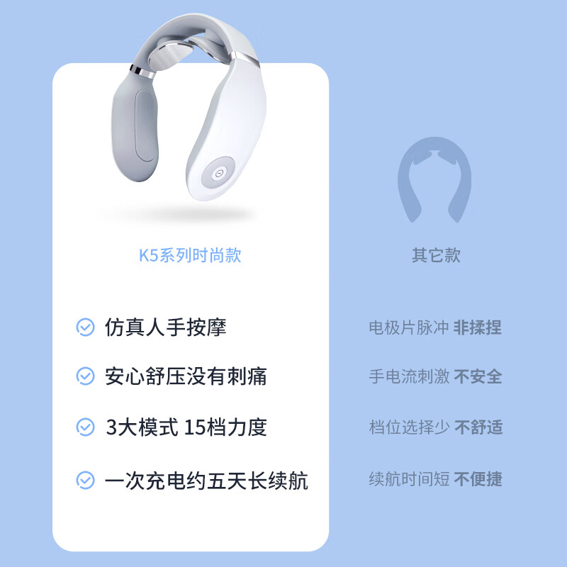 SKG 颈椎按摩器 颈部按摩仪 脖子按摩器办公室护颈仪语音提示热敷充电便携 4098时尚款高清大图